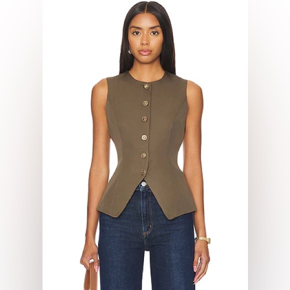 Sndys Tops - Sndys X Revolve Emiliana Top in Khaki Size S